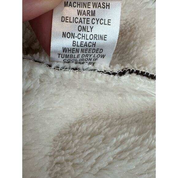 MiFresia Brown Suede White Sheerling Trim Button Jacket size M - Picture 4 of 14